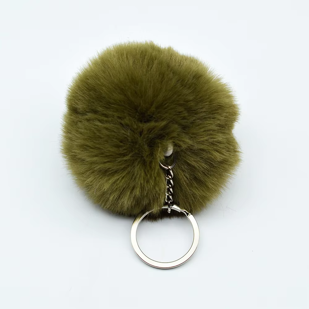 PUF BALL KEY CHAIN DARK GREEN (70-3)